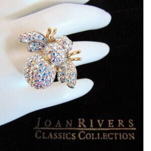 NEW Joan Rivers STATEMENT RING Aurora Borealis CRYSTAL BEE FIGURAL Size 8 + BOX!
